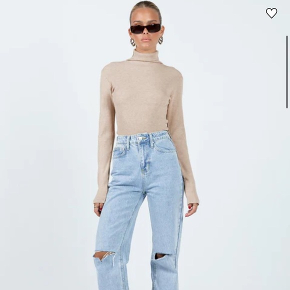 Princess Polly Cream Ribbed Turtleneck - Picture 3 of 11